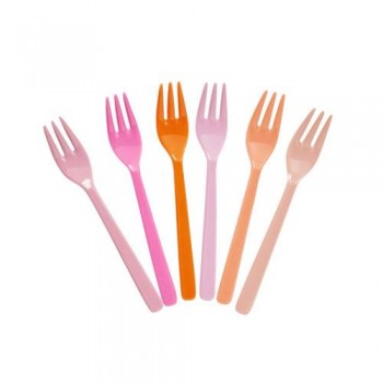Kuchengabel 6er Set Pink und Orange